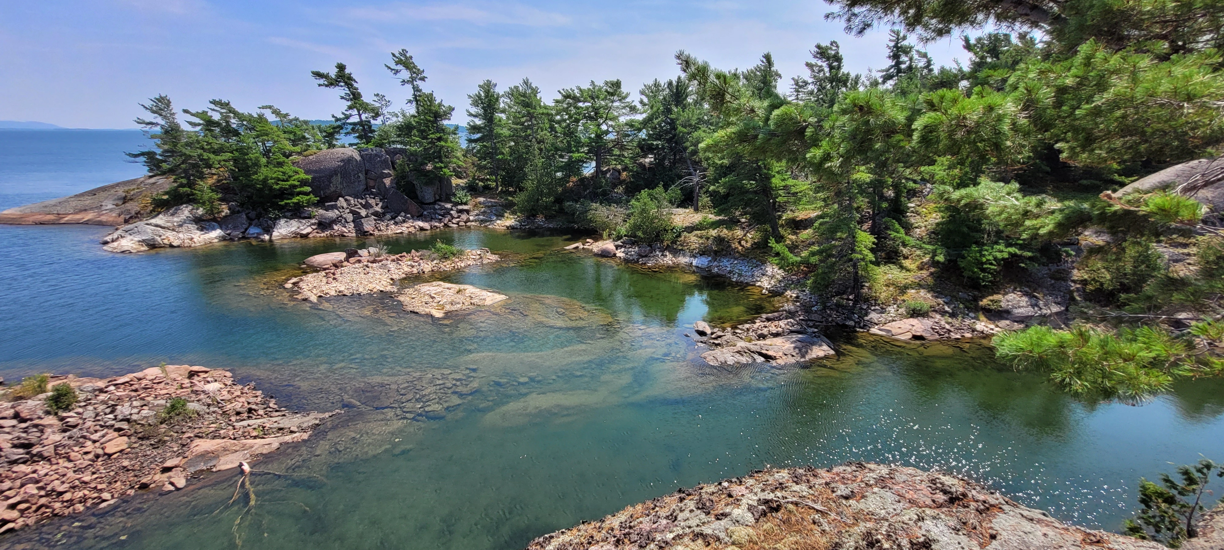 View from the northern ridge of North Benjamin Island in Lake Huron, Ontario, Canada